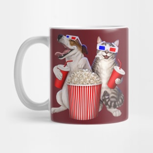 Dog and cat at the movies Mug